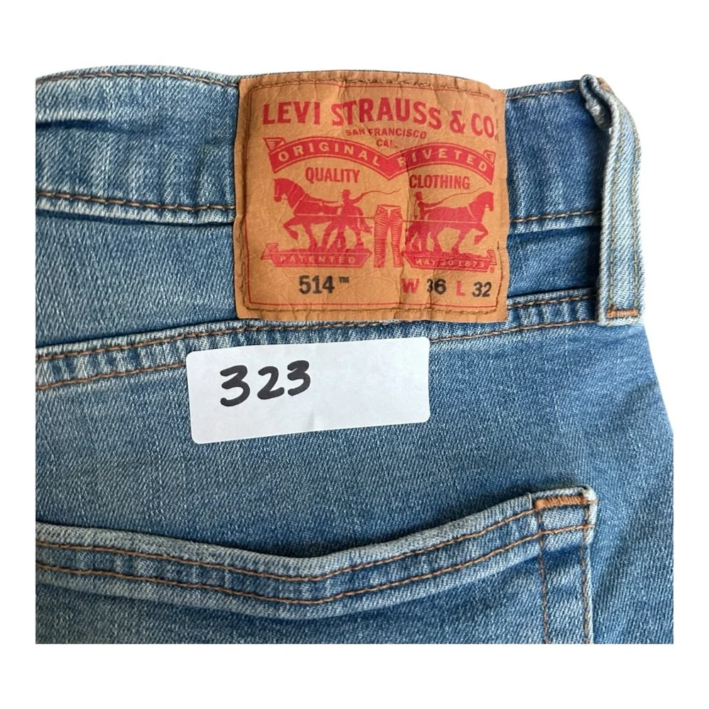 Blue Levi's 514 Jeans Mens 36x32 Mid Rise Cotton‎ Blend Straight